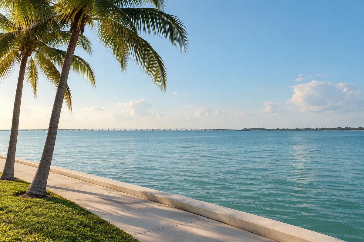 Representative waterfront setting inspired by Biscayne Bay